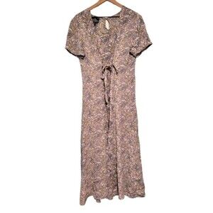 Angie Floral Tie Front Boho Maxi Dress Size Medium